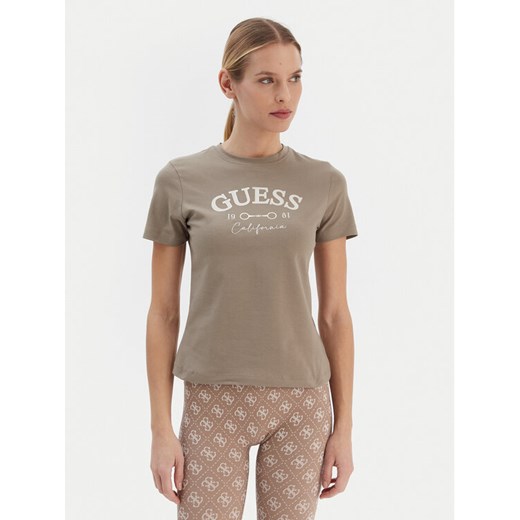 Guess T-Shirt V6RI02 J1314 Beżowy Regular Fit ze sklepu MODIVO w kategorii Bluzki damskie - zdjęcie 187588724