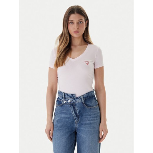 Guess T-Shirt W2YI45 J1314 Różowy Slim Fit ze sklepu MODIVO w kategorii Bluzki damskie - zdjęcie 187588731