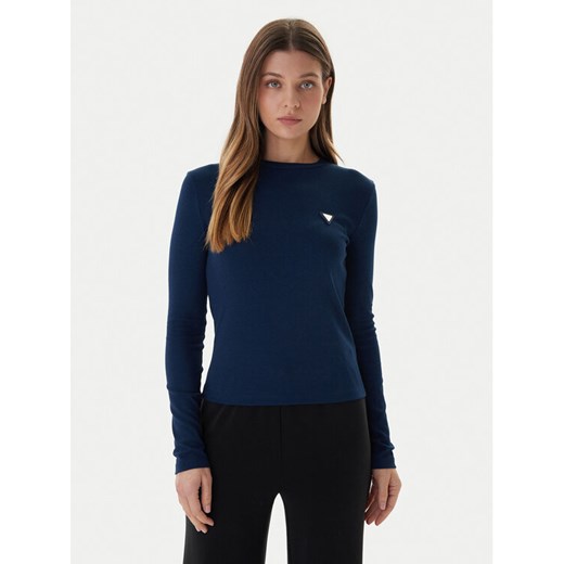 Guess Bluzka V6RI00 KD741 Granatowy Slim Fit ze sklepu MODIVO w kategorii Bluzki damskie - zdjęcie 187588734