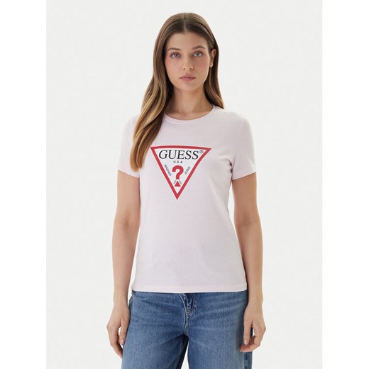 Guess T-Shirt W1YI1B I3Z14 Różowy Regular Fit ze sklepu MODIVO w kategorii Bluzki damskie - zdjęcie 187588744
