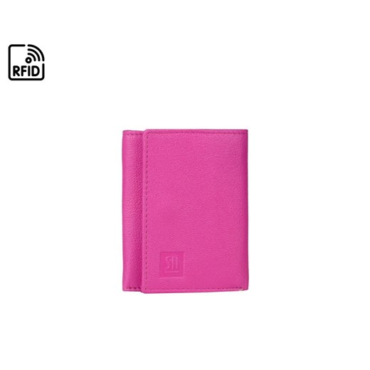 różowo-zielono-niebieski mały portfel skórzany z wyciaganym etui na w ze sklepu Słoń Torbalski w kategorii Portfele damskie - zdjęcie 187589121