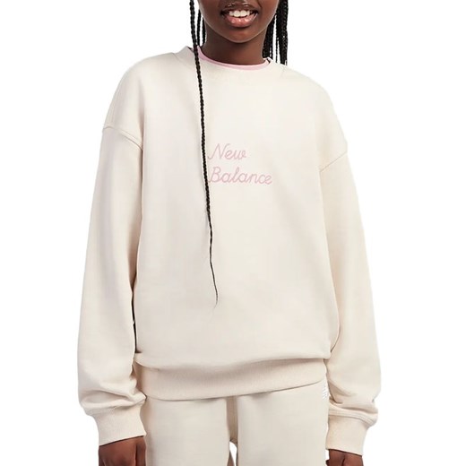 Bluza dziecięca New Balance LAKG0203BIS - beżowa ze sklepu streetstyle24.pl w kategorii Bluzy dziewczęce - zdjęcie 187589430