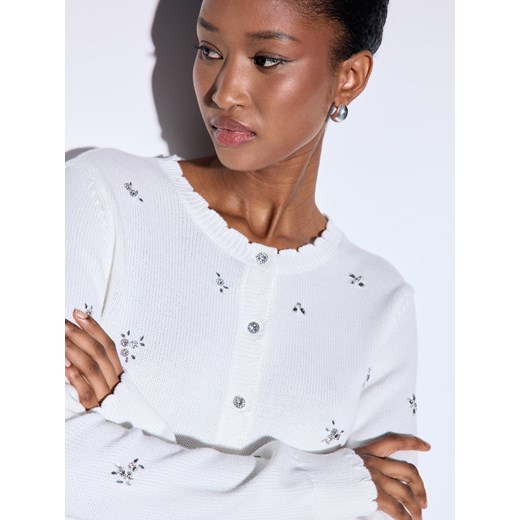 Mohito - Bawełniany kardigan - kremowy ze sklepu Mohito w kategorii Swetry damskie - zdjęcie 187589580