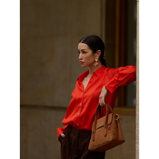 Mohito - Pomarańczowa koszula z lyocellu - pomarańczowy ze sklepu Mohito w kategorii Koszule damskie - zdjęcie 187589613