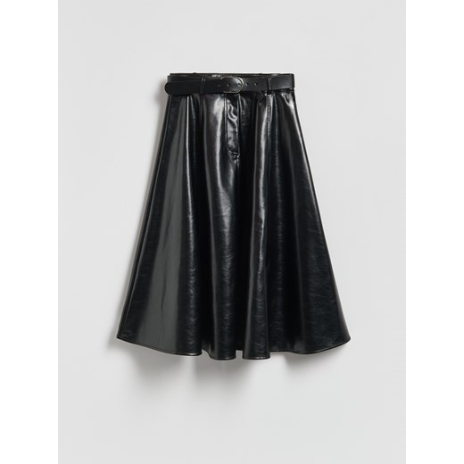 Reserved - Spódnica z imitacji skóry z paskiem - czarny ze sklepu Reserved w kategorii Spódnice - zdjęcie 187589724