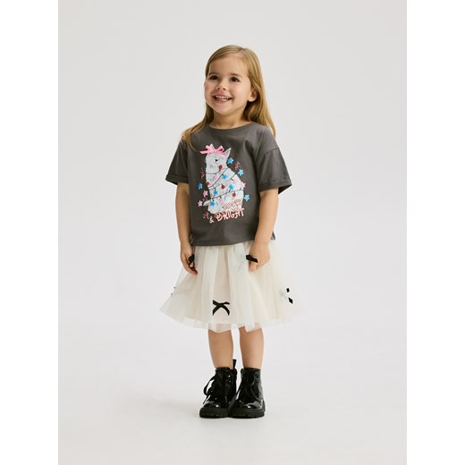 Reserved - Świąteczny t-shirt z nadrukiem - ciemnoszary Reserved 80 (9-12 m.) Reserved