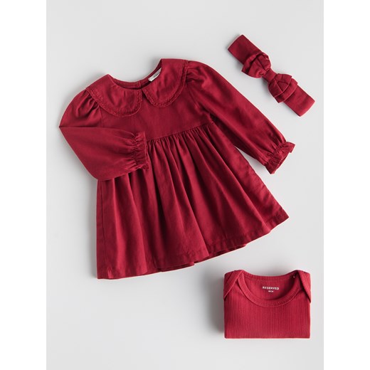 Reserved - Sukienka z opaską - czerwony ze sklepu Reserved w kategorii Komplety niemowlęce - zdjęcie 187590214