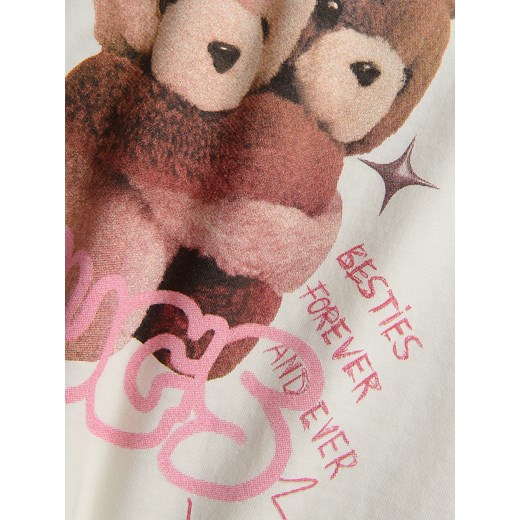 Reserved - Bawełniany t-shirt z nadrukiem - złamana biel Reserved 158 (12 lat) Reserved