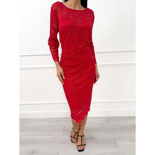 Czerwona Koronkowa Sukienka ze sklepu ModnaKiecka.pl w kategorii Sukienki - zdjęcie 187592070