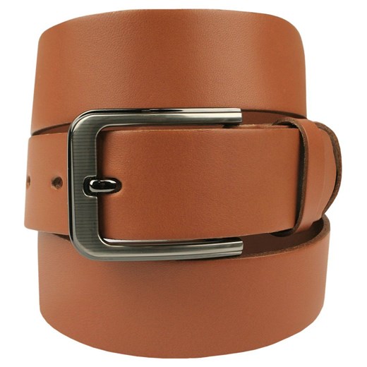 Klasyczny, Skórzany Pasek Męski - Victorio - Karmelowy PSVCTOarucce07jasbraz ze sklepu JegoSzafa.pl w kategorii Paski męskie - zdjęcie 187592304