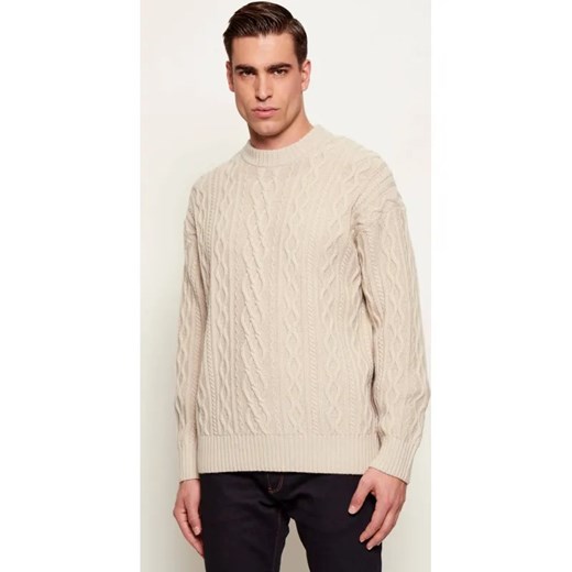 BOSS ORANGE Wełniany sweter Kableto | Loose fit ze sklepu Gomez Fashion Store w kategorii Swetry męskie - zdjęcie 187592662