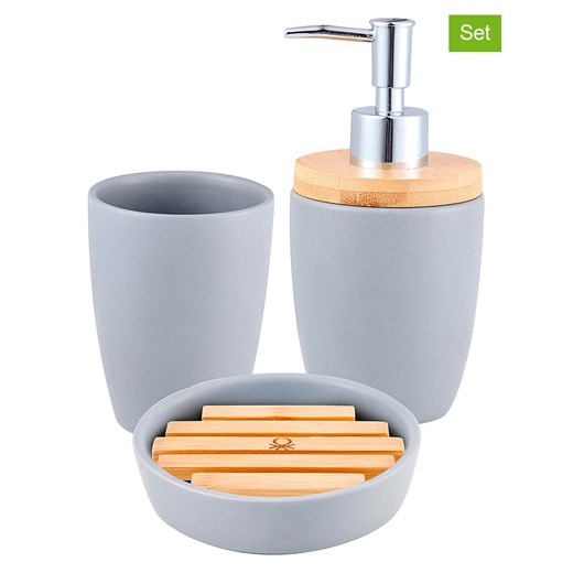 Benetton 3-częściowy zestaw łazienkowy w kolorze szarym ze sklepu Limango Polska w kategorii Dozowniki do mydła - zdjęcie 187593414