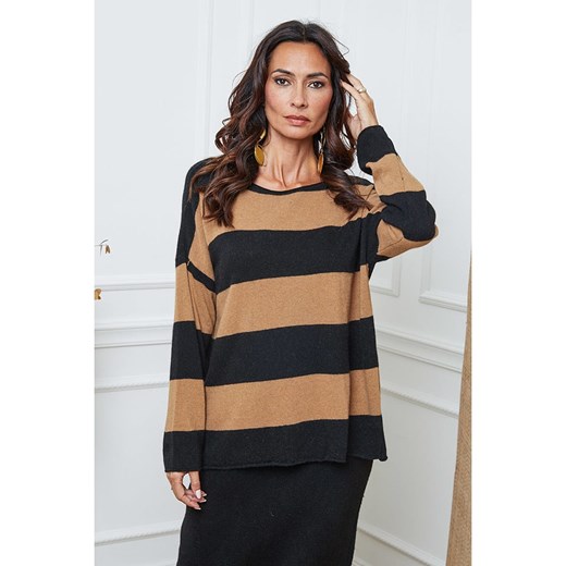 So Cachemire Sweter &quot;Epi&quot; w kolorze czarno-jasnobrązowym ze sklepu Limango Polska w kategorii Swetry damskie - zdjęcie 187593751