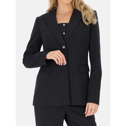 Granatowa marynarka taliowana w prążek Potis & Verso Wella ze sklepu Eye For Fashion w kategorii Marynarki damskie - zdjęcie 187594041