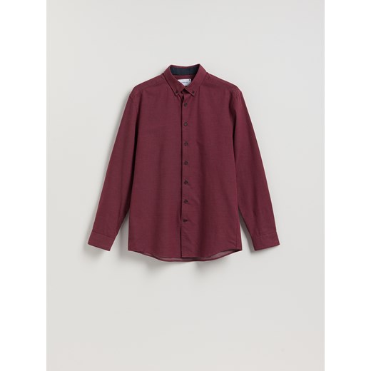 Reserved - Bawełniana koszula regular fit - bordowy ze sklepu Reserved w kategorii Koszule męskie - zdjęcie 187594284