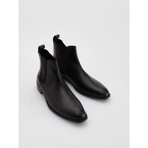 Reserved - Skórzane sztyblety - ciemnobrązowy ze sklepu Reserved w kategorii Buty zimowe męskie - zdjęcie 187594481