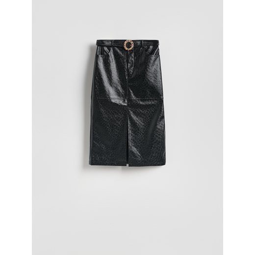 Reserved - Spódnica z ozdobnym paskiem - czarny ze sklepu Reserved w kategorii Spódnice - zdjęcie 187594764