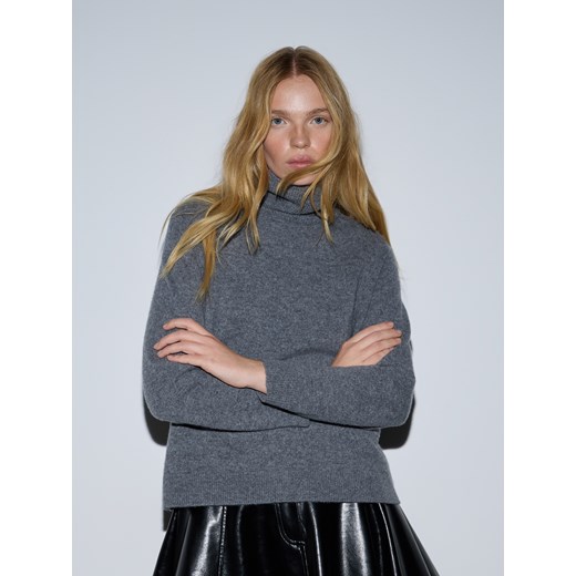 Reserved - Wełniany sweter z golfem - szary ze sklepu Reserved w kategorii Swetry damskie - zdjęcie 187595590