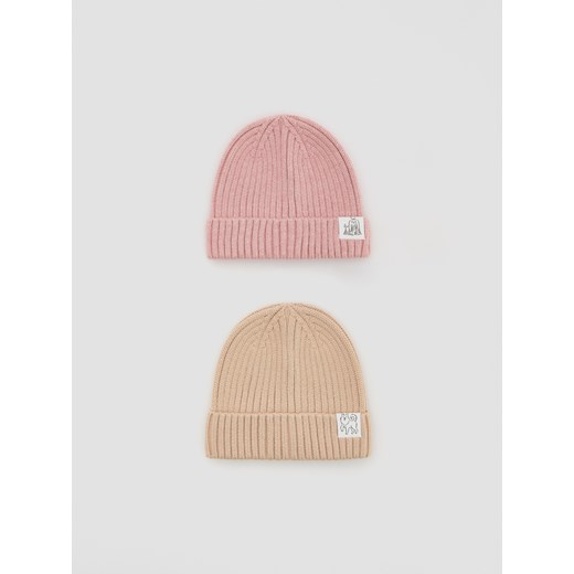 Reserved - Strukturalna czapka z naszywką 2 pack - wielobarwny Reserved 3-6 miesięcy Reserved