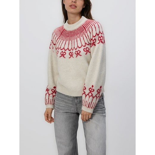 Reserved - Wzorzysty sweter - beżowy Reserved L Reserved