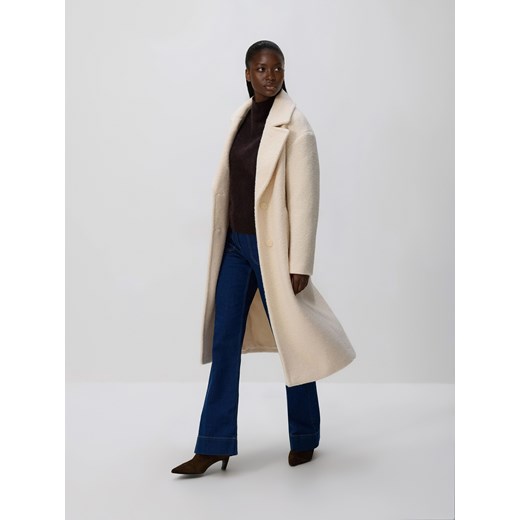 Reserved - Płaszcz z tkaniny boucle - kremowy ze sklepu Reserved w kategorii Płaszcze damskie - zdjęcie 187596024