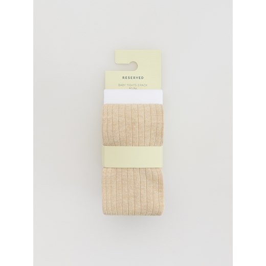 Reserved - Bawełniane rajstopy 2 pack - złamana biel ze sklepu Reserved w kategorii Rajstopy dziecięce - zdjęcie 187596154
