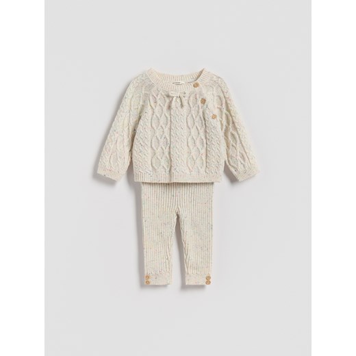 Reserved - Dzianinowy komplet z wiskozą - złamana biel ze sklepu Reserved w kategorii Odzież dla niemowląt - zdjęcie 187596212