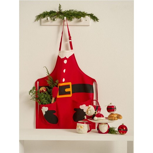 Sinsay - Fartuch kuchenny z motywem Świętego Mikołaja - czerwony Sinsay One Size Sinsay