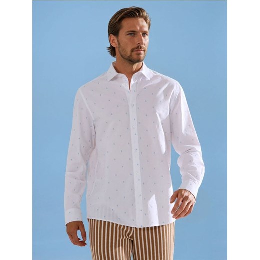 Sinsay - Koszula regular fit we wzory - biały ze sklepu Sinsay w kategorii Koszule męskie - zdjęcie 187597360