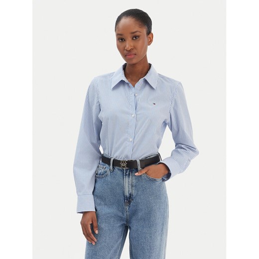 Tommy Hilfiger Koszula Ess WW0WW47169 Niebieski Regular Fit ze sklepu MODIVO w kategorii Koszule damskie - zdjęcie 187598391