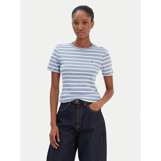 Tommy Hilfiger T-Shirt New Cody WW0WW40587 Błękitny Slim Fit ze sklepu MODIVO w kategorii Bluzki damskie - zdjęcie 187598464