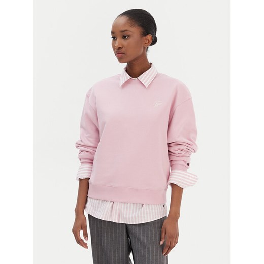 Tommy Hilfiger Bluza Script WW0WW49418 Różowy Regular Fit ze sklepu MODIVO w kategorii Bluzy damskie - zdjęcie 187598520