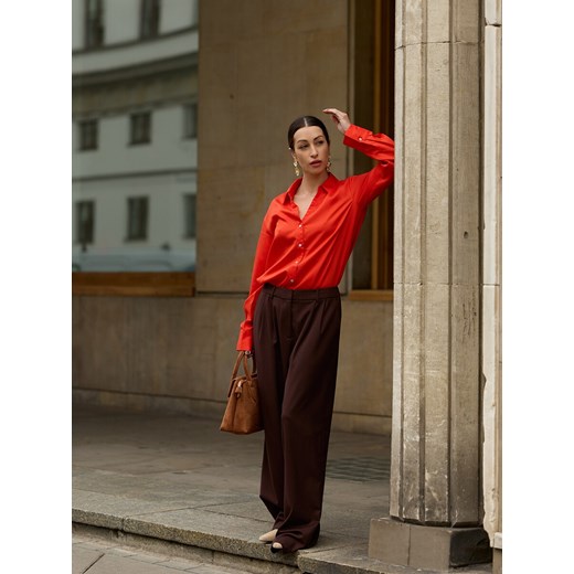 Mohito - Czekoladowe spodnie wide leg - ciemnobrązowy ze sklepu Mohito w kategorii Spodnie damskie - zdjęcie 187599434