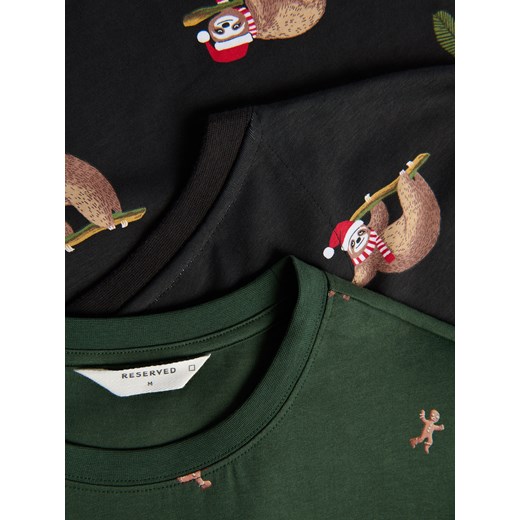Reserved - T-shirt regular ze świątecznym motywem - czarny ze sklepu Reserved w kategorii T-shirty męskie - zdjęcie 187599674