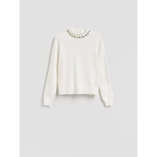 Reserved - Sweter z ozdobną aplikacją - kremowy ze sklepu Reserved w kategorii Swetry damskie - zdjęcie 187599770