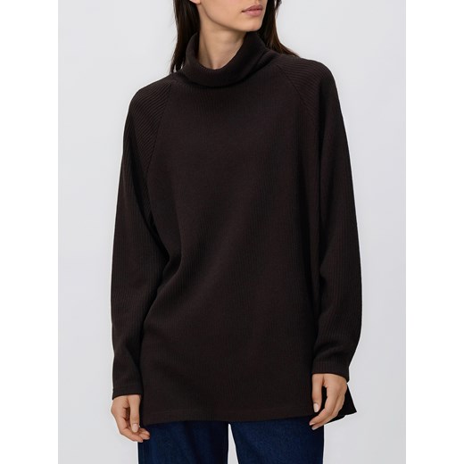 Reserved - Długa bluza z golfem - ciemnobrązowy ze sklepu Reserved w kategorii Bluzy damskie - zdjęcie 187599962