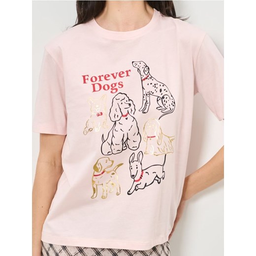 Sinsay - Bawełniana koszulka z krótkim rękawem - różowy ze sklepu Sinsay w kategorii Bluzki damskie - zdjęcie 187600853