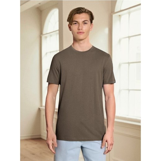 Sinsay - Bawełniana koszulka z krótkim rękawem - brązowy ze sklepu Sinsay w kategorii T-shirty męskie - zdjęcie 187600903