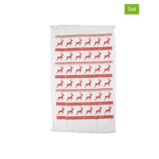 Clayre &amp; Eef Ręczniki (2 szt.) w kolorze czerwono-białym dla gości - 66 x 40 cm ze sklepu Limango Polska w kategorii Ręczniki - zdjęcie 187601444