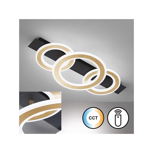 FISCHER &amp; HONSEL Lampa sufitowa LED &quot;Circle&quot; w kolorze złoto-czarnym - 76,5 x 8 x 36 cm ze sklepu Limango Polska w kategorii Oświetlenie - zdjęcie 187601813