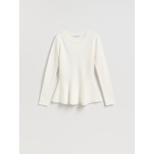 Reserved - Sweter z baskinką - kremowy ze sklepu Reserved w kategorii Bluzki damskie - zdjęcie 187602963