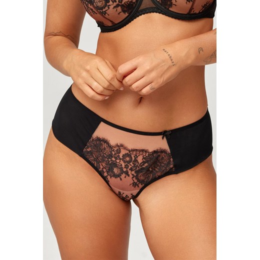 Azal Sara brazyliany z wysokim stanem, koronkowe wstawki czarny ze sklepu kontri.pl w kategorii Majtki damskie - zdjęcie 187604132