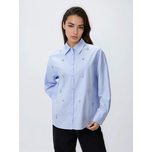 Reserved - Koszula z błyszczącymi aplikacjami - jasnoniebieski ze sklepu Reserved w kategorii Koszule damskie - zdjęcie 187604490
