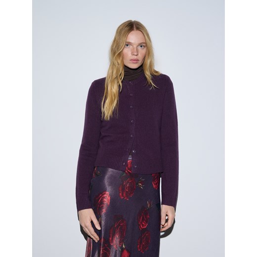 Reserved - Wełniany kardigan - ciemnofioletowy ze sklepu Reserved w kategorii Swetry damskie - zdjęcie 187604502