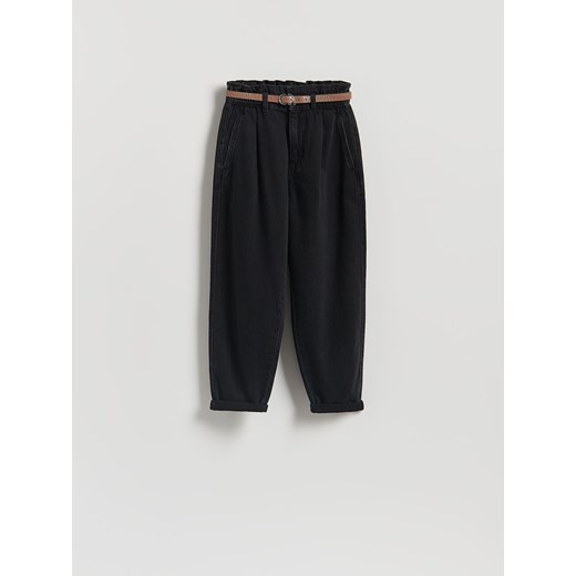 Reserved - Jeansy paperbag z paskiem - czarny ze sklepu Reserved w kategorii Jeansy damskie - zdjęcie 187604510