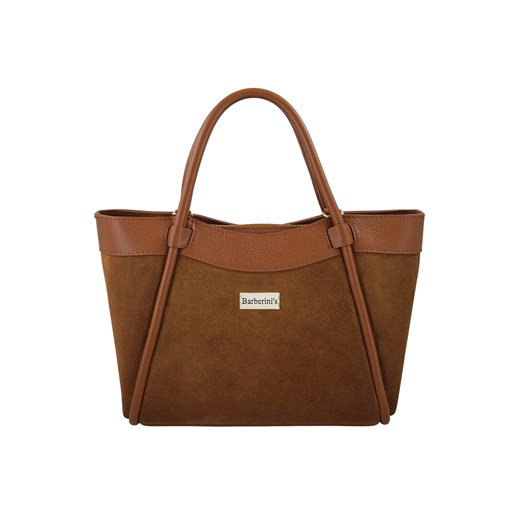 Elegancka torebka ze skóry zamszowej - Brązowa jasna ze sklepu butyolivier w kategorii Kuferki - zdjęcie 187604944