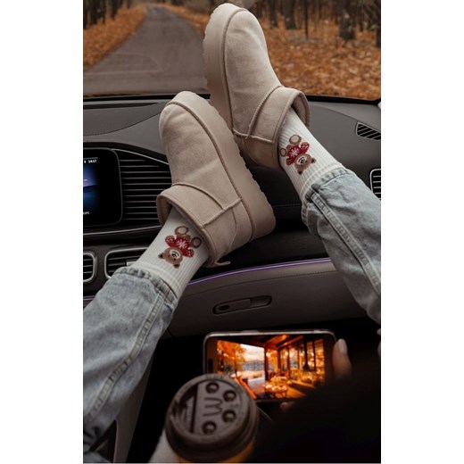 Skarpetki damskie ecru Miś w sweterku 0200.132, Kolor ecru, Rozmiar 37-41, Milena ze sklepu Primodo w kategorii Skarpetki damskie - zdjęcie 187605360