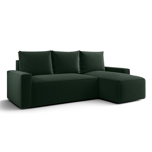 Zielony sztruksowy narożnik z funkcją spania D2-D31 ze sklepu Edinos.pl w kategorii Narożniki - zdjęcie 187605940