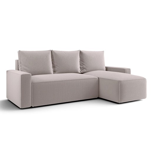 Jasnobeżowy narożnik rozkładany z pojemnikiem na pościel S3-F09 ze sklepu Edinos.pl w kategorii Narożniki - zdjęcie 187605954