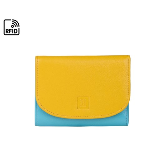 niebiesko-żółty portfel skórzany ze sklepu Słoń Torbalski w kategorii Portfele damskie - zdjęcie 187606874